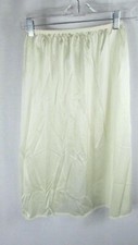 VINTAGE Vanity Fair small Nylon Antron half SLIP Made USA 26" long slit cream