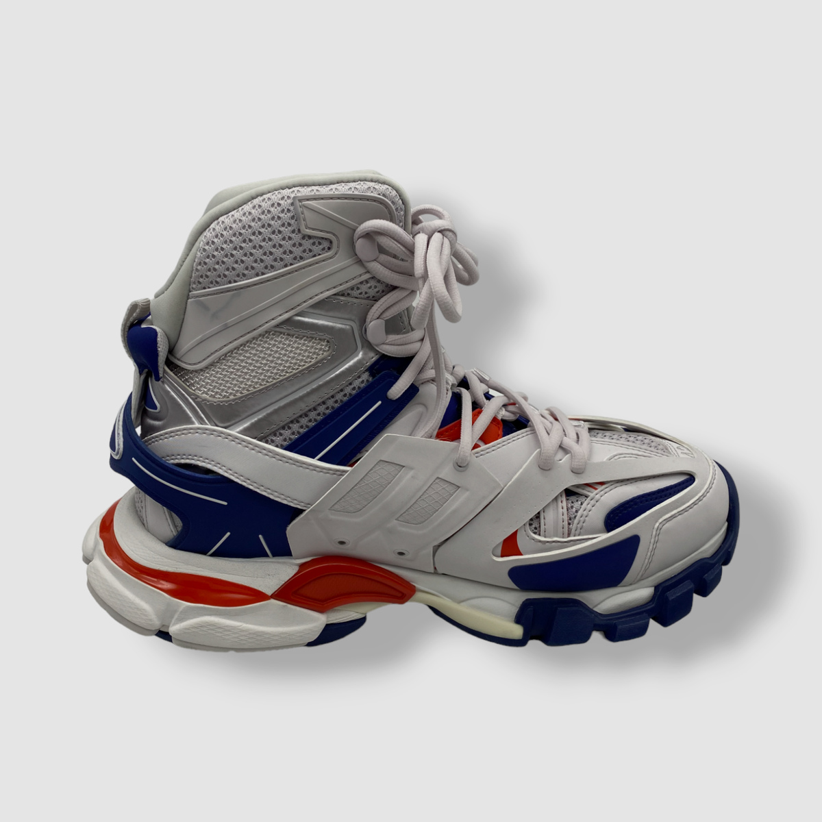 $1490 Balenciaga Mens White Track Hike Caged Mesh High-Top