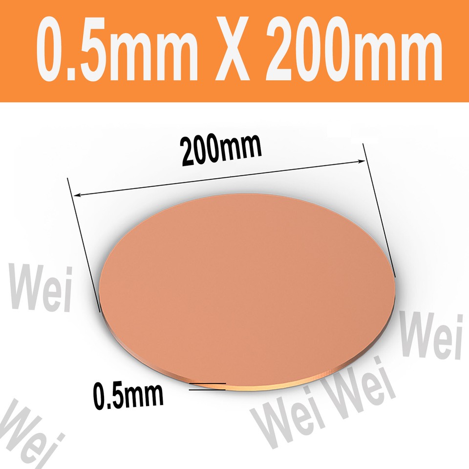99.9% Pure Copper Foil Sheet - 0.5mm Thick, 200mm X 200mm (8" X 8") T2 Copper Plate For Crafts, Electronics
