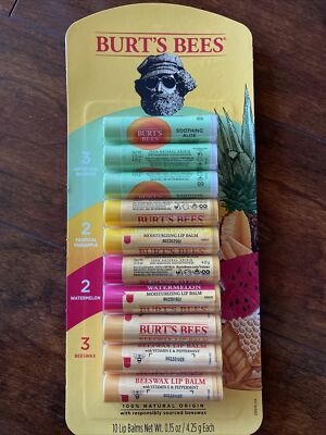 Burt's Bees Lip Balm Assortment (.15 oz, 10 pk) After Sun Pineapple  Watermelon