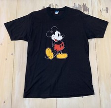MICKEY MOUSE - NOS Vtg 80s NWOT Black Disney T-shirt, Mens MEDIUM-LARGE - NEW 