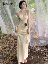 Fashion Backless Summer Sleeveless Midi Dresses Women Floral Patch Maxi Dress