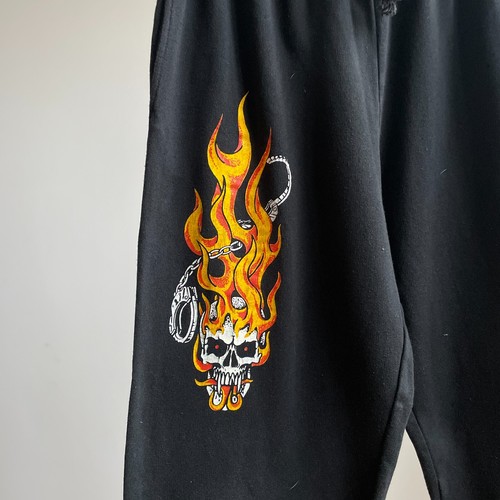 Pantalones deportivos holgados vintage años 90 Burning Skull talla XXL - Imagen 5 de 11