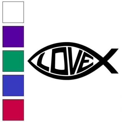 Christian Fish Love, Vinyl Decal Sticker, Multiple Colors & Sizes #6835