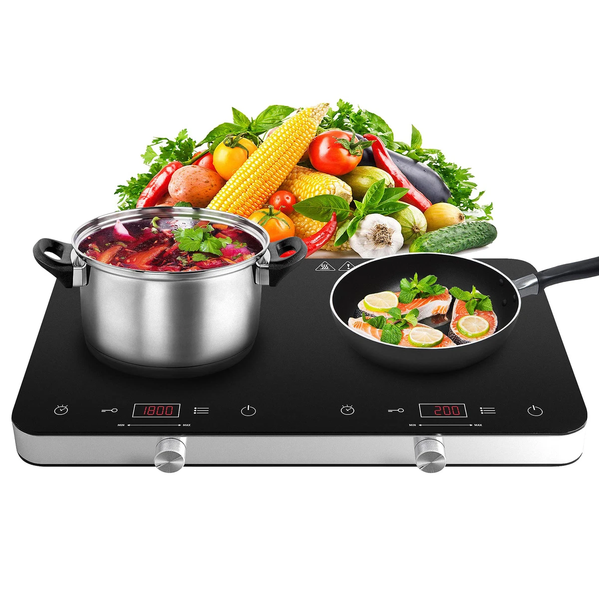 COOKTRON 1800W 120V Portable Double Burner Electric Induction