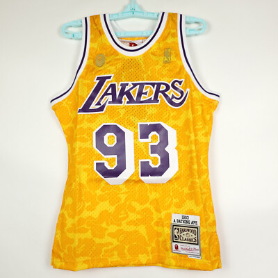 BAPE LA Lakers Mitchell & Ness NBA S Small Jersey Yellow #93 A