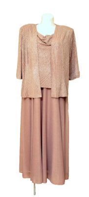 Catherines Beige Sparkle Formal Dress w Jacket Size 20 New With Tags