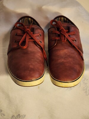 Fish N Chips Base London Shoe Oxfords Red Maroon Vinyl Sz 10