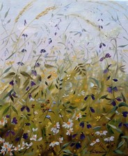 Fatto a mano Olio su tela UNICO ORIGINALE PAESAGGIO natura Fiori  Idea Regalo