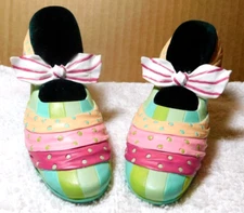 Two's Company~Shannon McGraw Set of (2) Two Striped Shoes Trinket Holder Vtg.