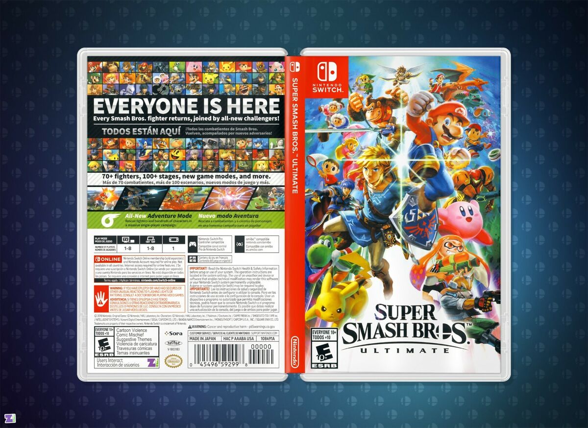 Super Smash Bros Ultimate: Replacement Cover Art Insert & Case Nintendo  Switch