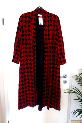 MAGNA Shirt Mantel Cardigan  52 54 NEU schwarz rot Hahnentritt Stretch LAGENLOOK