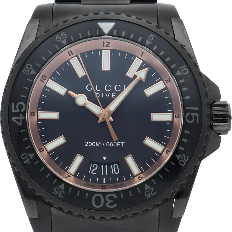 Montre de plongée GUCCI pour homme 136,2/YA136213 en acier inoxydable montre pour homme noire OCCASION