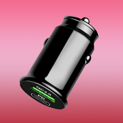 Quick Velocity High Rate Rapidly Charging 38W 2-Port QC 3.0 + PD 3.0 Car Charger