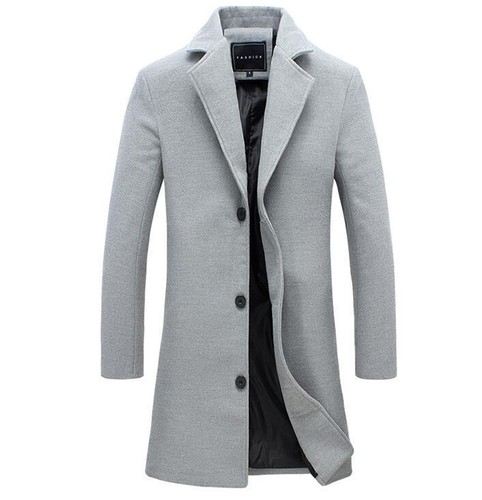 Chic Men's Wool Blend Overcoat Slim Fit 
