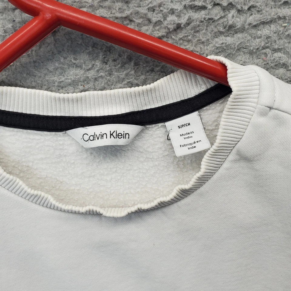 Calvin Klein 卫衣男式小号多羊毛衬里罗纹袖口和下摆圆领 — 第 3/4 张图片
