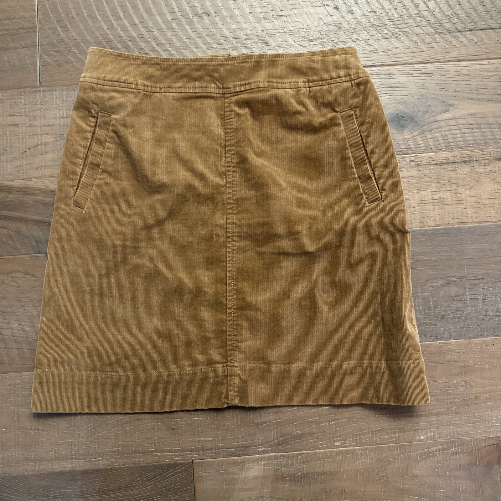Talbots Tan Corduroy Mini Skirt Size 2P with Pockets Fall Academia Style-image