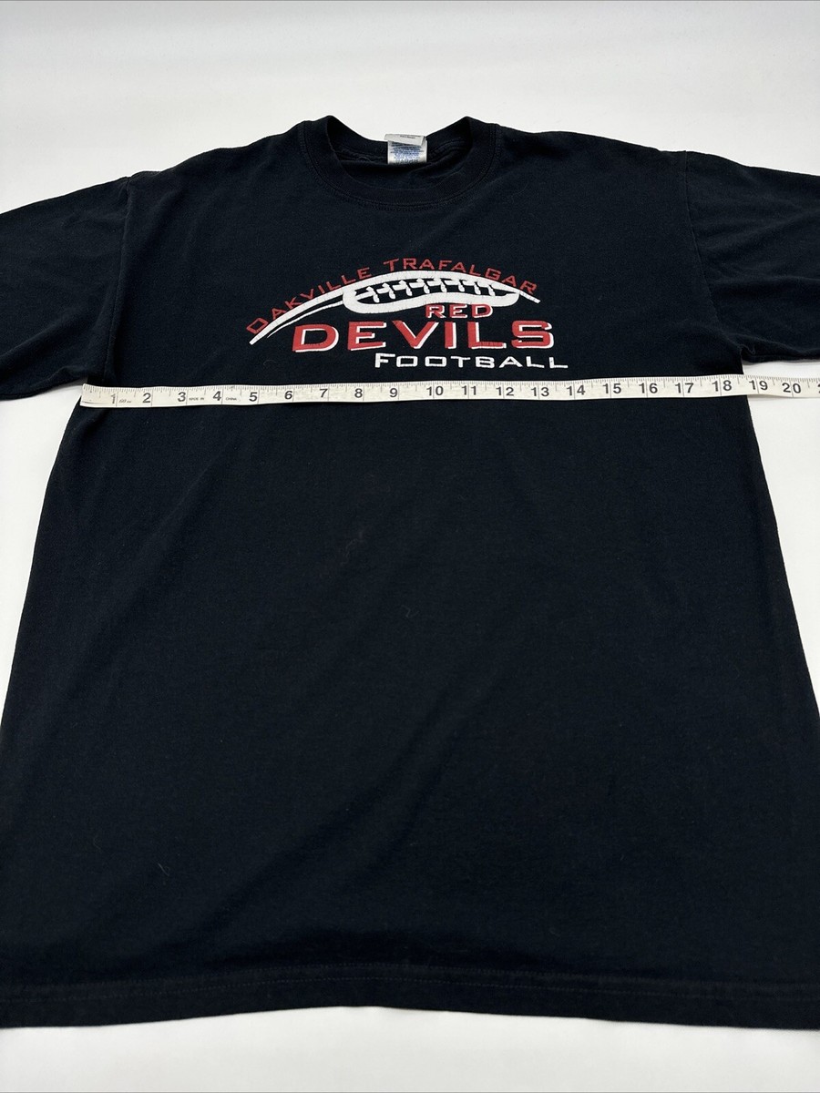 Red Devils Football T-Shirt Men Medium Black Graphic Print Gildan
