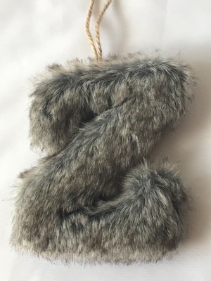 Monogram Letter Initial Z Holiday Ornament Gray & Brown Faux Fur Furry Target