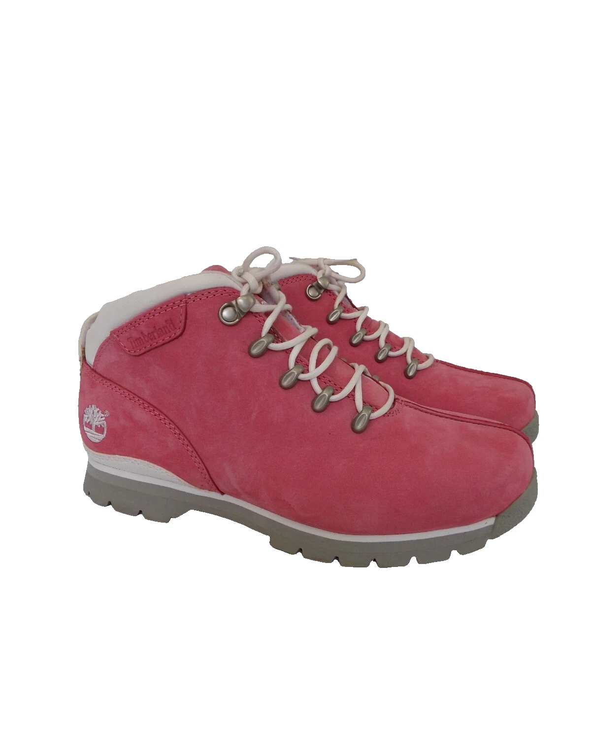 Stivali stringati Timberland taglia 5 rosa pelle escursionista suola bassa grossa ragazzo donna