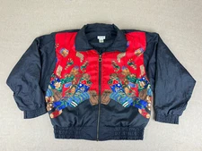 Vtg 90s Lavon Cheerful Corp Nylon Zip Up Jacket Woman Medium Christmas Presents