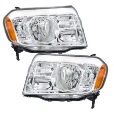 Silscvtt Left+Right Halogen Headlights Assembly For 2009-2011 Honda Pilot Chrome