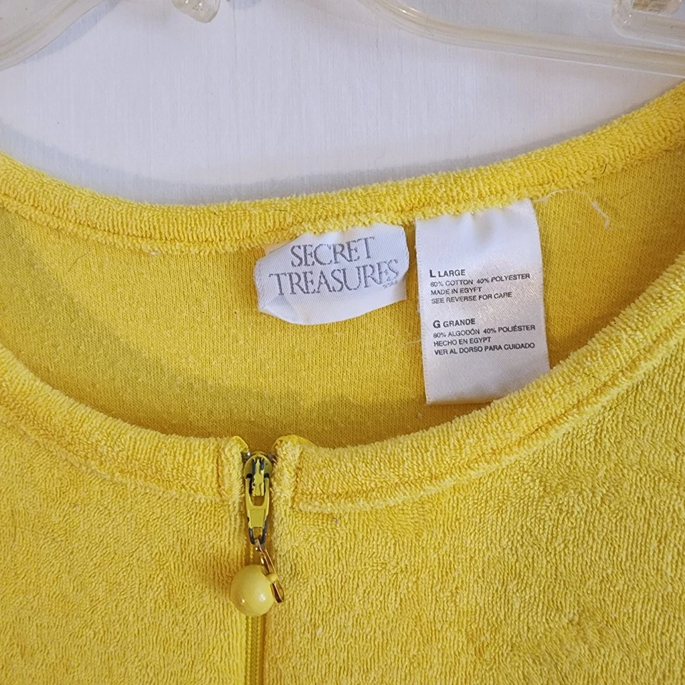 Mod Vintage Terrycloth Playa Cubrimiento Grande Bolsillo Amarillo Años 60 Años 70 Foto 3 de 4