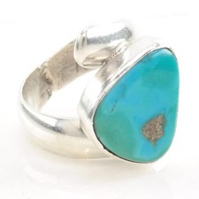 Southwest Sterling Silver Ring Natural Turquoise Size 5