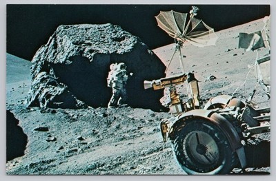 Postcard Astronaut Harrison H Schmitt on Moon Roving Vehicle NASA Apollo 17