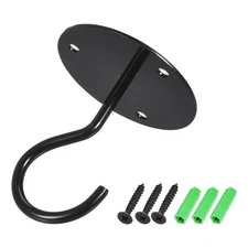 Ceiling Hooks Wall Mounted 65mm Round Plate Iron for Hanging Plants Black 4Pcs