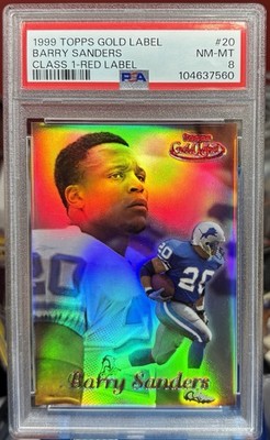 PSA 8 1999 Topps Gold Label Barry Sanders Class 1 Red  No. 20  76/100