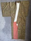 VINTAGE Visiting kimono, dyed pongee, ripped pattern, pure silk, greenish brown — photo 7