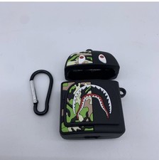 SWUU Silicone Cartoon Case for AirPods 1St 2nd Gen Shark Case With Keychain