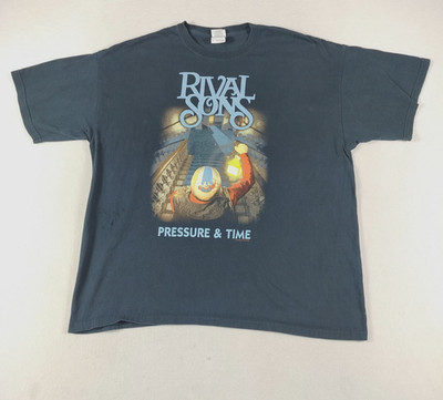 Rival Sons Shirt Mens XL Blue Pressure & Time Graphic Band Tee Gildan Rock