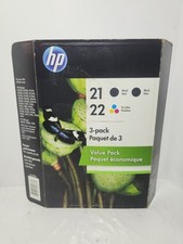 HP Cartridges 3-Pack 21 Black 22 Tri-Color HP Printer Ink