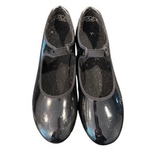 Capezio Jr. Tyette Tele Tone Tap Shoes Women 7.5M Black Patent Leather No Ribbon