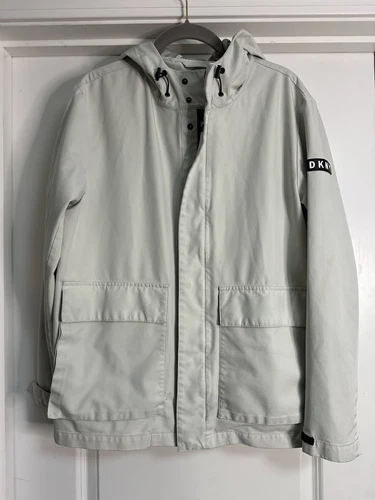 OFF WHITE DKNY Giacca Cappotto Uomo Leggero Performance Bianco Off Taglia Media