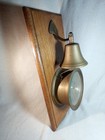 Large Vintage Brass Ship’s bell Clock with oak base Wall hanging — photo 7