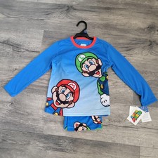 New XSmall Nintendo Super Mario Bros Boys Long Sleeve Top Pants Pajama Set