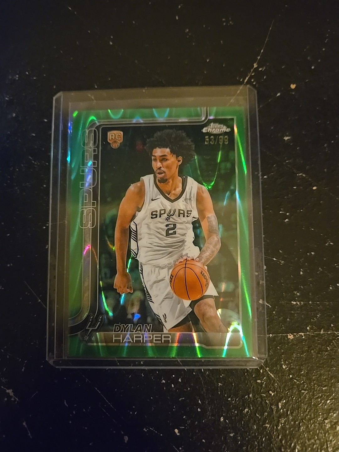 2025-26 Topps Chrome  Dylan Harper #252 Green Wave Refractor 53/99 (RC)