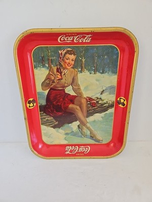 Orginal 1941 Coca Cola Ice Skating Girl Serving Tray