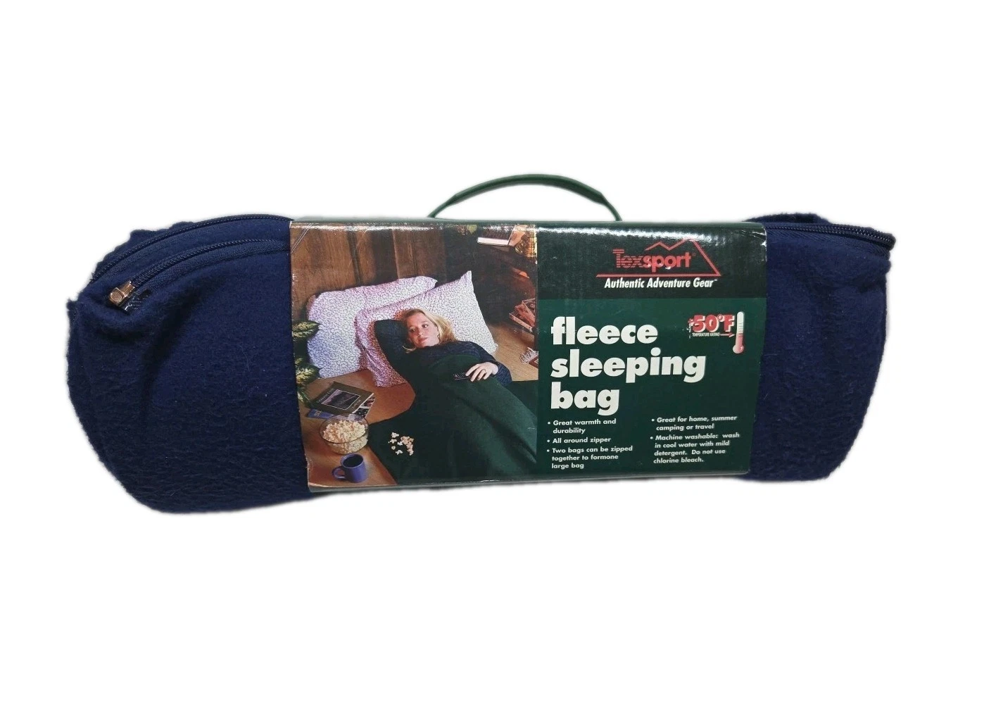 Texsport 50 Degree Fleece Sleeping Bag Blue 29"x72" New