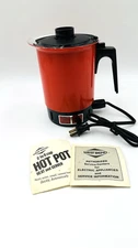 Vintage WEST BEND Red Electric Instant 2-6 Cups Hot Pot Heat & Server