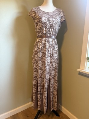 Whimsi Sequin Boho Fairy boho Midi  Lace Y2K Party Dress Medium Brown  festival