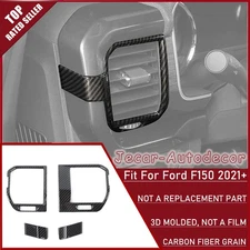 L+R Carbon Fiber Console Air Vent AC Outlet Cover Trim Decor For 2021+ Ford F150