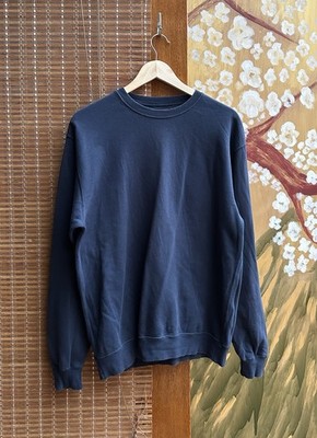 Beams + Navy Blue Crewneck Basic Cotton Fleece-Back Knit Sweatshirt Size M