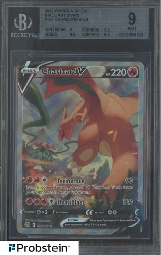 2022 Pokemon Sword & Shield Brilliant  Stars #154 Charizard V BGS 9 MINT
