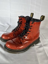 Dr. Martens 1460 Glitter Junior Kids Size 3 Red Orange Boots