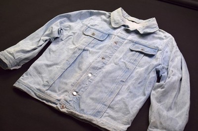 Vintage Jeans Jacke Denim Giacca Casual Racing Horse Western Distressed Blau L