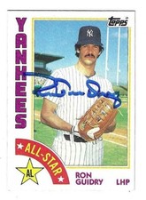 Autographed RON GUIDRY New York Yankees 1984 Topps Card #406 w/COA